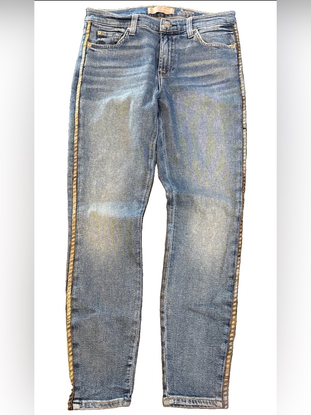 7 For All Mankind Luxe Vintage Side Stripe Ankle Skinny Jeans 28 (0284)